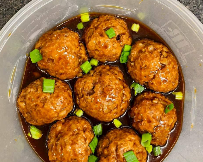 Homemade braised Lion's Head meatballs